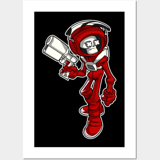 Red Skeleton Astronaut Posters and Art